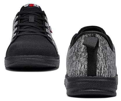 LARNMERN Steel Toe Shoes Men Hands Free Work Shoes Slip On Safety Toe Sneakers Lightweight Comfortable Walking(10.5, Grey Black)