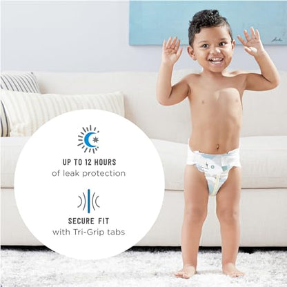 Amazon Brand - Mama Bear Plush Protection Diapers, Keeps Baby Dry, Skin Safe, Leakproof, Size Newborn, 32 Count, Hypoallergenic Premium Disposable Baby Diapers, White and Cloud Dreams