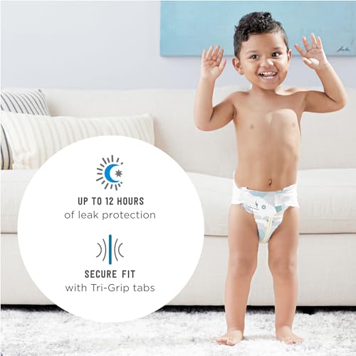 Amazon Brand - Mama Bear Plush Protection Diapers, Keeps Baby Dry, Skin Safe, Leakproof, Size Newborn, 32 Count, Hypoallergenic Premium Disposable Baby Diapers, White and Cloud Dreams