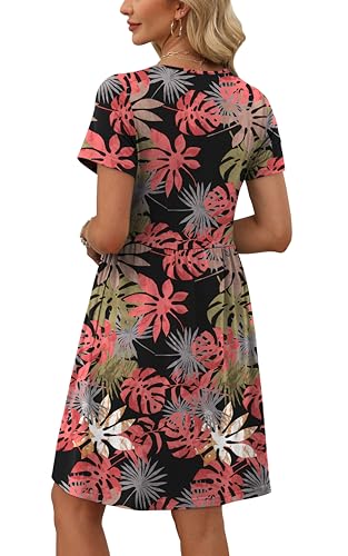Hawaiian Dresses for Women Beach Dresses Beach Vacation Clothes for Women Summer Dress Leaf L