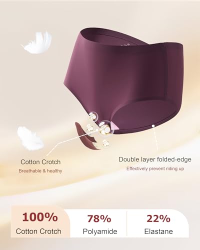 FINETOO 6 Pack Womens Seamless Underwear Full Coverage No Show Hipster Panties Sexy Stretchy Briefs Lingerie Sleep & Lounge