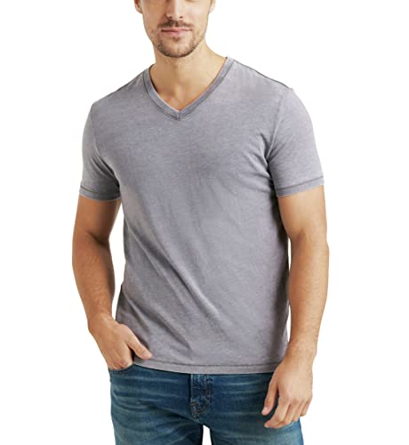 Lucky Brand Men's Venice Burnout V-Neck Tee Shirt, Frost Grey, Medium