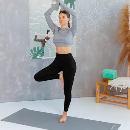 Leafigure 2 Pack Leggings with Pockets for Women, High Waisted Soft Leggings for Yoga Gym Black SM