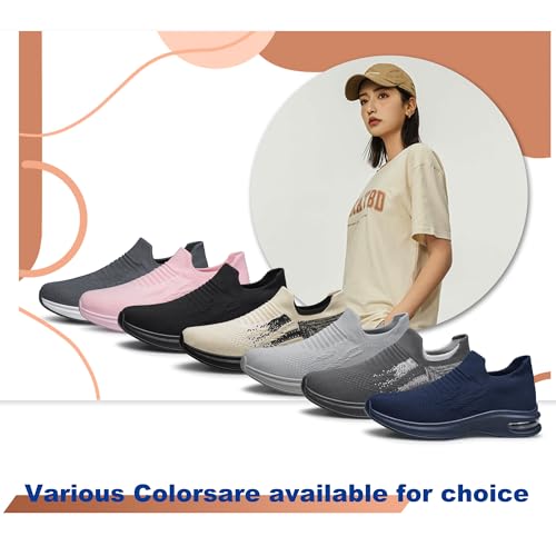 Womens Walking Shoes Non Slip Running Shoes Breathable Workout Shoes Lightweight Gym Sneakers Zapatos para Mujer Black Size 8.5