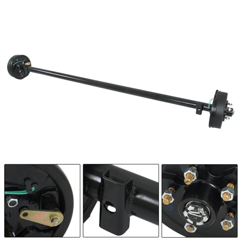 labwork 3500Lbs 5 Lug Electric Brake Trailer Axle 95 Inch Hub Face 80 Inch Spring Center 5 x 4.5 Bolts for Light Duty Trailers
