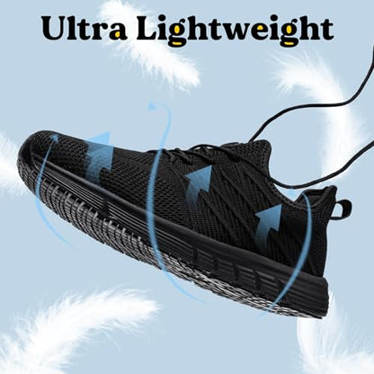 Taquco Slip Resistant Work Shoes for Men Slip On Sneakers Black Non Slip Work Shoes Water Resistant Nonslip Work Shoe Lightweight Zapatos de Trabajo para Hombres (Black,10.5)