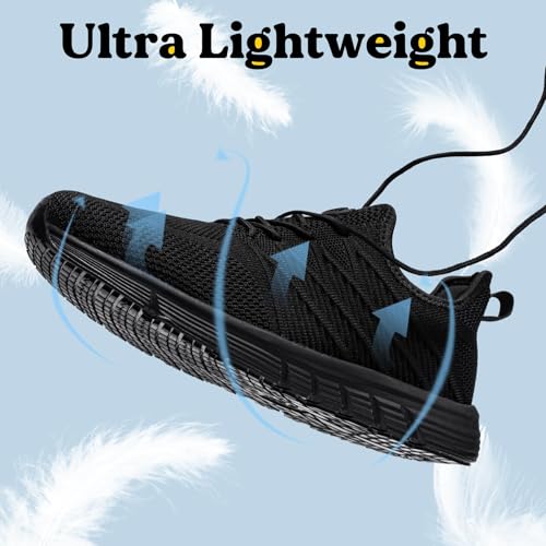 Taquco Slip Resistant Work Shoes for Men Slip On Sneakers Black Non Slip Work Shoes Water Resistant Nonslip Work Shoe Lightweight Zapatos de Trabajo para Hombres (Black,10.5)