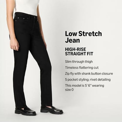 Amazon Essentials Women's High-Rise Straight Leg Jean, Black, 12