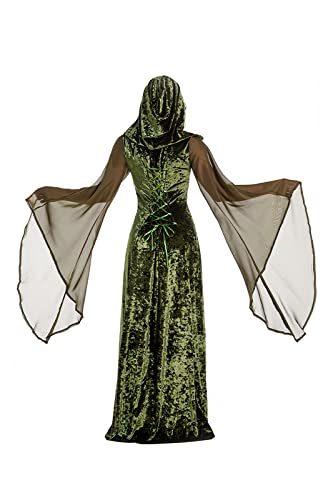 Women's Medieval Hooded Cloak - Vintage Lace-up Long Dress Costume