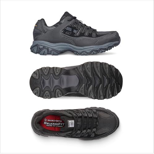 Skechers Men's Work Cankton Steel Toe Construction Shoe, Black/Charcoal, 13W