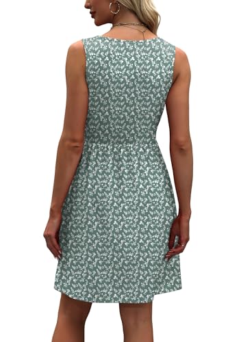 WIHOLL Summer Dresses for Women 2026 Elegant Classy Spring Dresses for Women Casual Cute Beach Vacation Clothes Fashion Floral Sundresses Womens Sun Dress Vestidos De Verano para Mujer 2025 Green XL