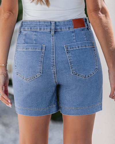 luvamia Jean Shorts for Women High Waisted Trendy Womens Stretchy Shorts Summer Shorts for Women 2026 Seaside Blue Size Large Size 12 14