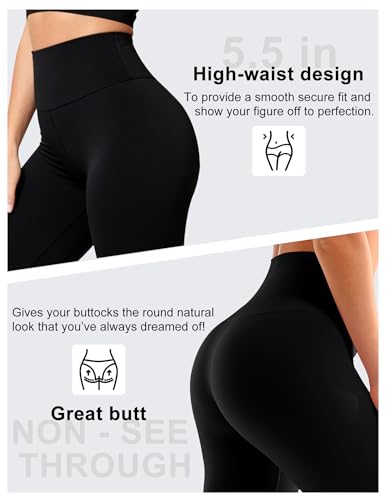 Bluemaple High Waisted Leggings for Women - Tummy Control Pants Non See Through Workout Soft Yoga Pants for Running Plus Size