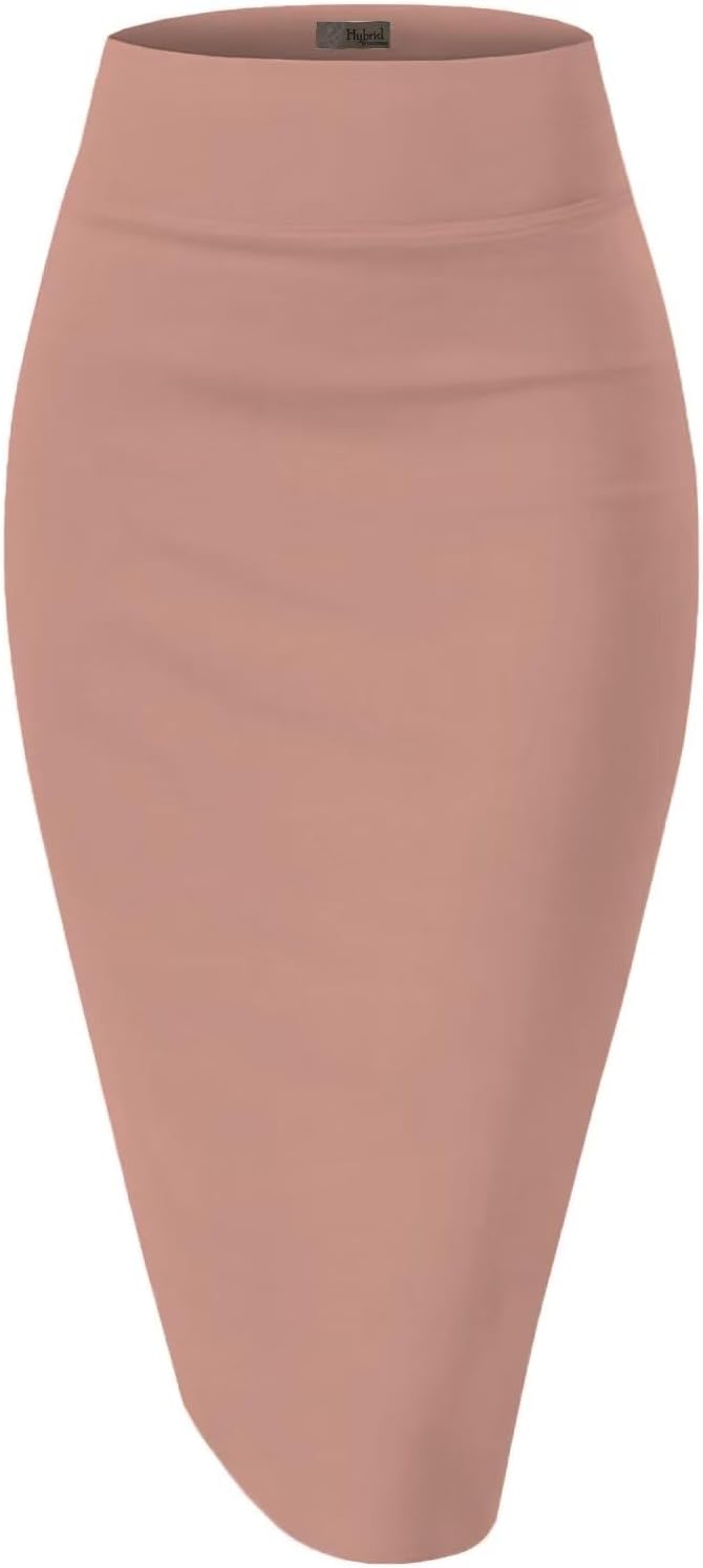 Women's High Waist Pencil Skirt - Premium Stretch Ponte Business Professional Below Knee 1073t-mauve