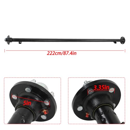 Silscvtt 3500 lbs Trailer Axle with 5-Lug 4.5 Hubs 70 Spring Center, 85 Hub Face, U-Bolt Kit