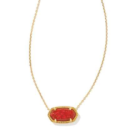 Kendra Scott Elisa Pendant Necklace - 14k Gold Plated Delicate Fashion Jewelry for Women GOLD - RED OPAL