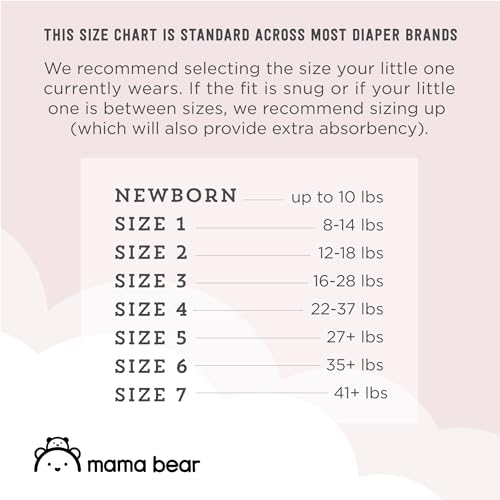 Amazon Brand - Mama Bear Plush Protection Diapers, Keeps Baby Dry, Skin Safe, Leakproof, Size Newborn, 32 Count, Hypoallergenic Premium Disposable Baby Diapers, White and Cloud Dreams