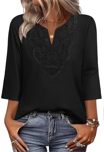 Womens Tops Dressy Casual Womens Fashion Plus Size Clothes for Women Blouses for Women Dressy Casual Cruise Outfits Resort Wear 2026 Ladies Maternity Shirts Winter Clothing Black Lace Top Tunic 2XL