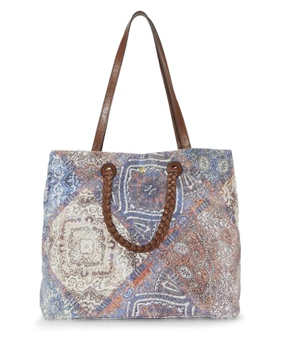Lucky Brand Jema fabric tote Premium large Women’s Handbag for everyday & travel Durable purse with lots of interior function, braided detail, short and long double straps One Size US
