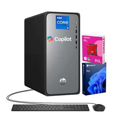 HP Envy Next Brand OmniDesk M02 Premium Business Desktop, i5-14400, 32GB DDR5, 1TB SSD, Wi-Fi 6, W11P, Wired KB & M, Copilot & AI-Ready, Support 3-Display & 4K, Bundle with ADATA 512GB External SSD