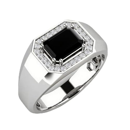 10K 14K 18K Solid Gold Black Onyx Ring for Men Black Onyx Stone Signet Ring Gemstone Rings Anniversary Jewelry for Him