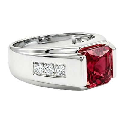 SLIACETE Red Ruby Ring for Men 10K 14K 18K Solid Gold Vintage Moissanite Diamond 1.0-5.0 CT Ruby Ring Gemstone Rings for Him Husband Fathers Anniversary Jewelry