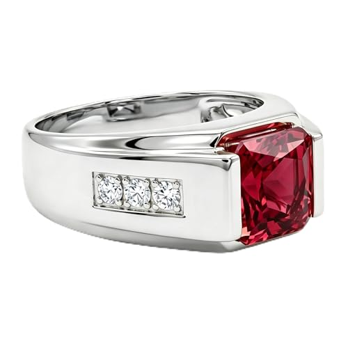 SLIACETE Red Ruby Ring for Men 10K 14K 18K Solid Gold Vintage Moissanite Diamond 1.0-5.0 CT Ruby Ring Gemstone Rings for Him Husband Fathers Anniversary Jewelry