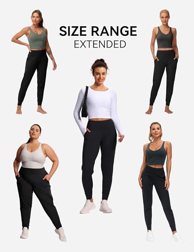 THE GYM PEOPLE Womens Joggers Pants with Pockets Athletic Leggings Tapered Lounge Pants for Workout, Yoga, Running, Training (Large, Black)