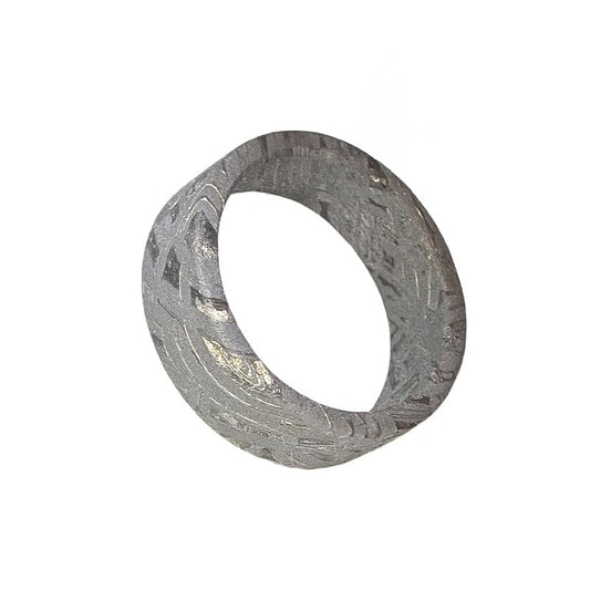 METEOSTAR Handcrafted Meteorite Ring, 7.3mm Width, Natural Altai Pattern, Grey (Size: 9.5)
