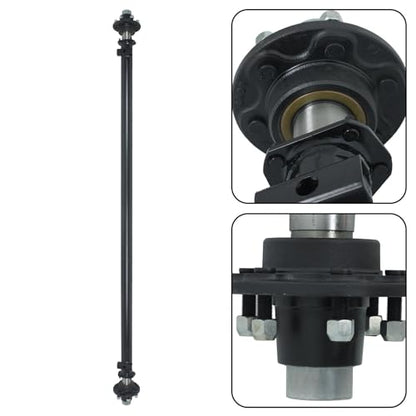 labwork 6000Lbs 6 Lug Trailer Axle 95 Inch Hub Face 80 Inch Spring Center 6 x 5.5 Bolts for Light Duty Trailers