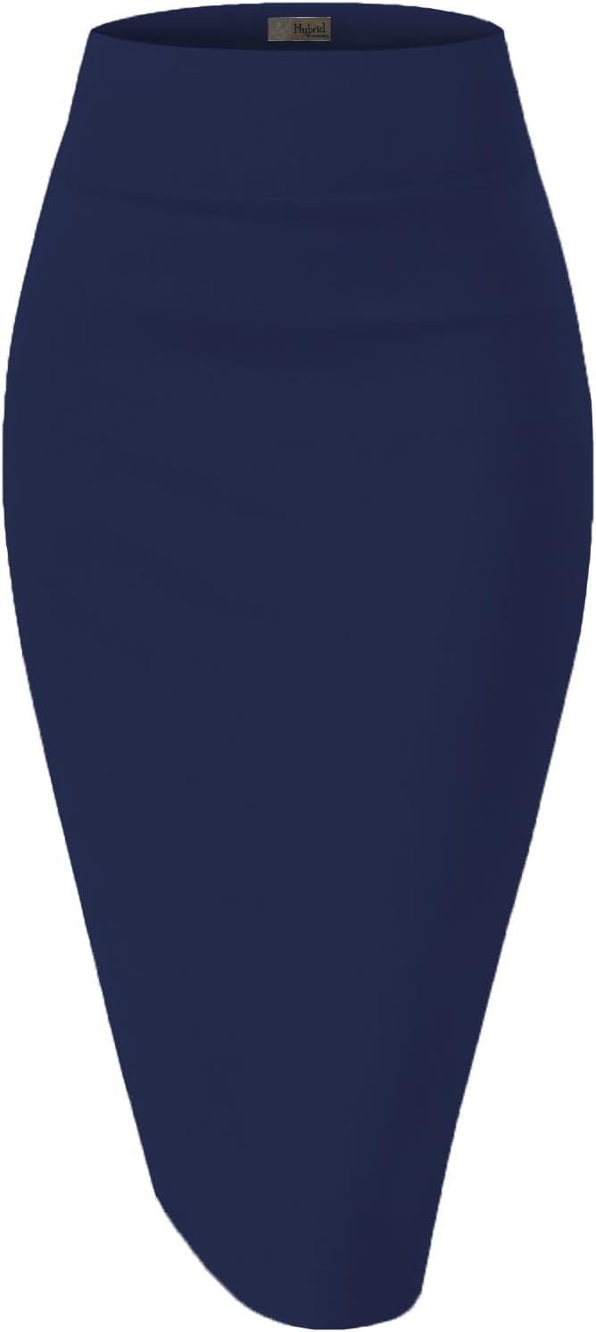 Women's High Waist Pencil Skirt - Premium Stretch Ponte Business Professional Below Knee