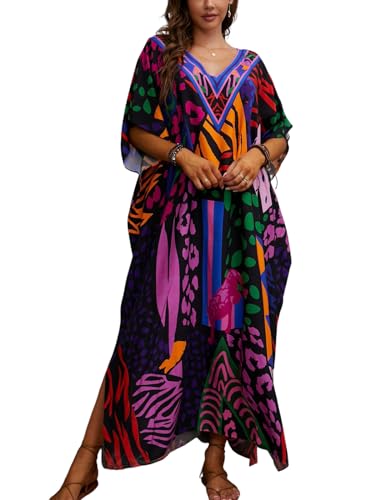 Kaftan Dresses for Women Plus Size Bathing Suit Cover up Caftan Maxi Beach Dresses Dark Purple