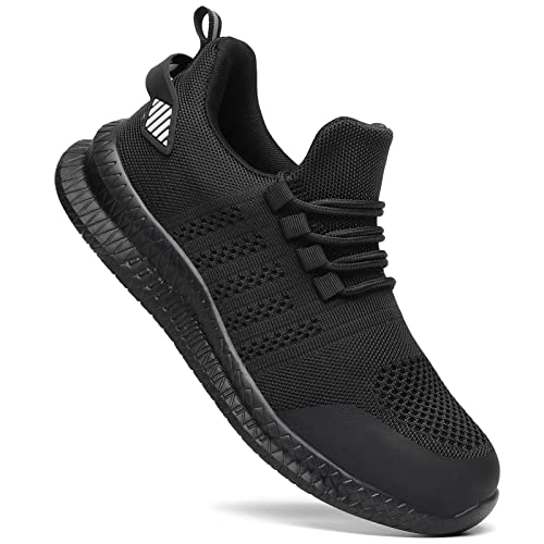 Steel Toe Shoes for Men and Women Comfortable Lightweight Work Safety Shoes Puncture Proof Slip Resistant Indestructible Sneakers Construction Work Utility Black M10.5