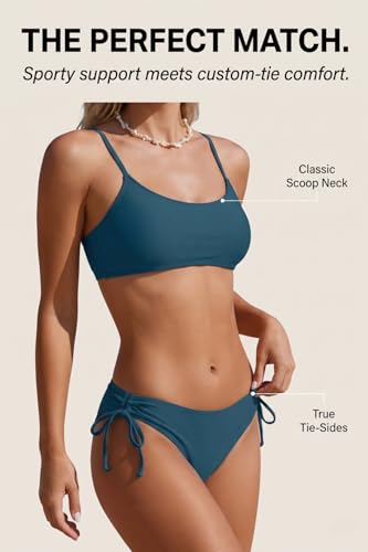 Daci Teal Bikini Sets for Women - Two Piece Scoop Neck Swimsuit Full Coverage Bathing Suit 2026 S