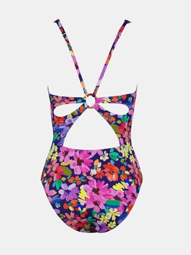CUPSHE Women's One Piece Swimsuit Deep V Neck Keyhole Cutout O Ring Textured Bathing Suit, M