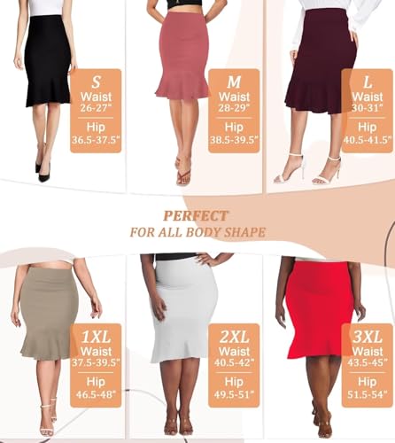 Hybrid & Company Womens Premium Nylon Ponte Stretch Office Fishtail Pencil Skirt KSK45010 1073T BLACK M