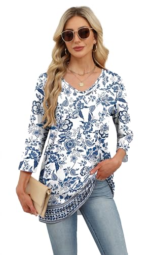 OFEEFAN Plus Size Women Blouses Womens Tops Dressy Casual Floral 02 2XL