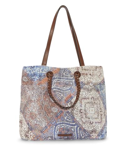 Lucky Brand Jema fabric tote Premium large Women’s Handbag for everyday & travel Durable purse with lots of interior function, braided detail, short and long double straps One Size US