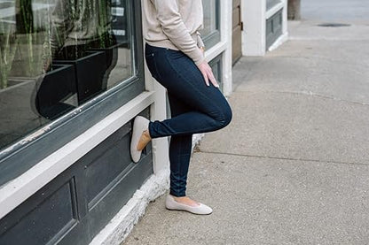 No nonsense Women's Classic Denim Leggings with Real Back Pockets, Elastic Waist, High Waisted - Stretchy & Trendy Jeans - Dark Denim - Medium