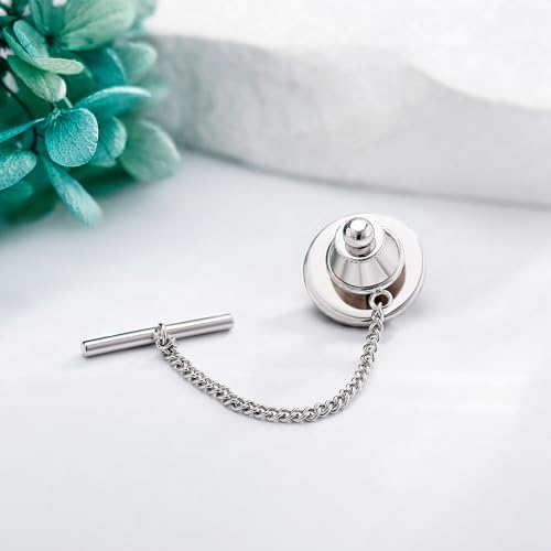 Black Onyx Tie Tack for Men Tie Pin with Chain for Wedding Birthday Anniversary Party Gifts for Men
