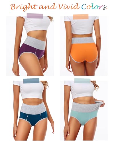 ASIMOON Womens Cotton Underwear High Waisted Panties Tummy Control Comfortable Full Coverage Postpartum Briefs Multipack