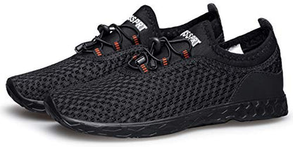 DOUSSPRT Men's Water Shoes Quick Drying Sports Aqua Shoes AllBlack Size 12