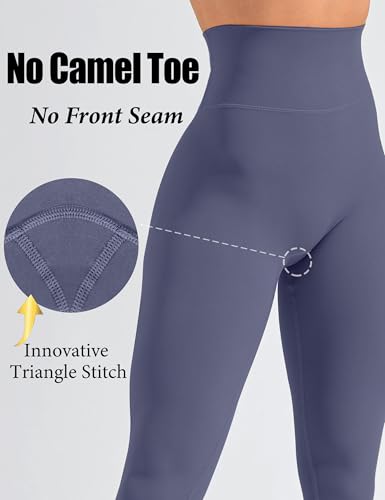 Olmlmt No Front Seam Workout Leggings 7/8 High Waisted Butter Soft Womens Yoga Pants(O810-Slate Blue-L)