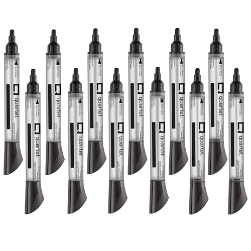 Quartet Glass Board Dry Erase Markers, Premium, Bullet Tip, Black, 12 Pack (79553)