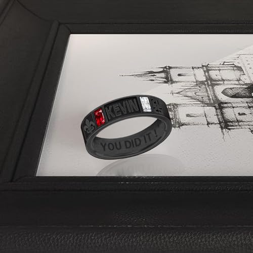 Lypic Personalized 925 Sterling Silver Band Class Ring for Men High School Graduation Ring 2025 College Ring with Birthstone Customized Graduation Jewelry for Men (Style 13)