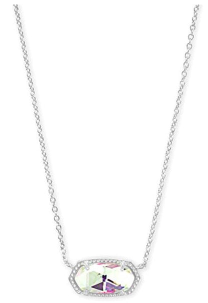 Kendra Scott Elisa Pendant Necklace - 14k Gold Plated Delicate Fashion Jewelry for Women RHODIUM - DICHROIC GLASS
