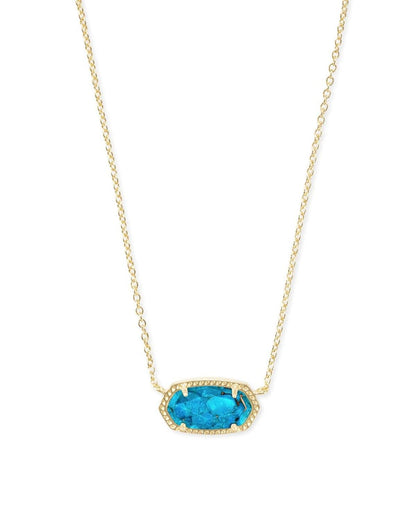 Kendra Scott Elisa Pendant Necklace - 14k Gold Plated Delicate Fashion Jewelry for Women GOLD - BRONZE VEINED TURQUOISE