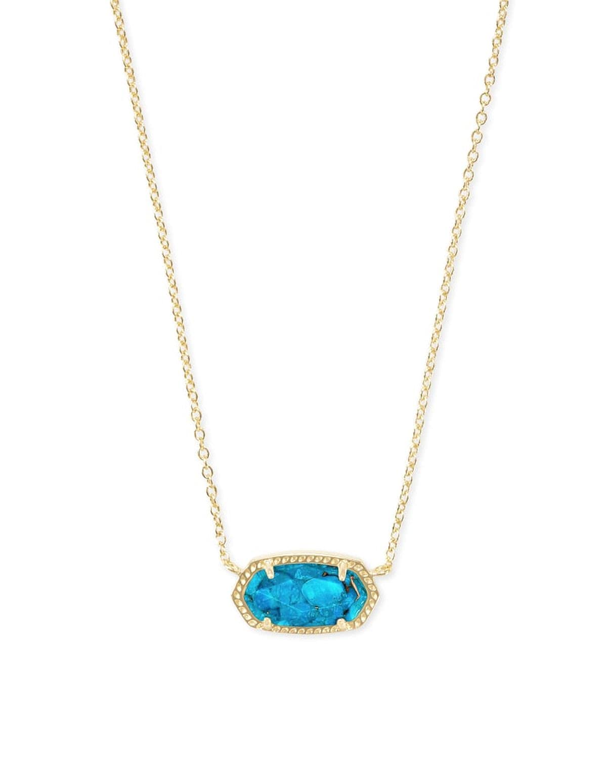 Kendra Scott Elisa Pendant Necklace - 14k Gold Plated Delicate Fashion Jewelry for Women GOLD - BRONZE VEINED TURQUOISE