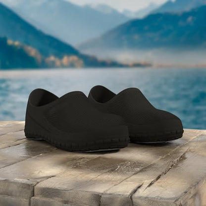 JSWEI Size 11.5 Nursing Nurse Shoes - Black Gardener Men Indoor & Outdoor Chef Shoes - Non-Slip Water Proof Work Mens Clogs - Comfortable for Office & Working