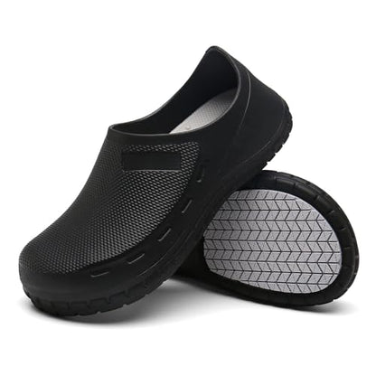 JSWEI Size 11.5 Nursing Nurse Shoes - Black Gardener Men Indoor & Outdoor Chef Shoes - Non-Slip Water Proof Work Mens Clogs - Comfortable for Office & Working